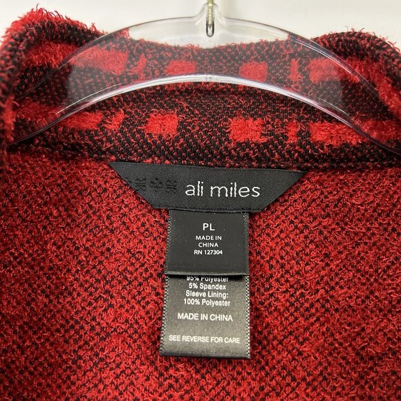 Ali Miles Red Plaid Jacket Women’s Size Large Petite PL Soft Knit - Picture 3 of 8